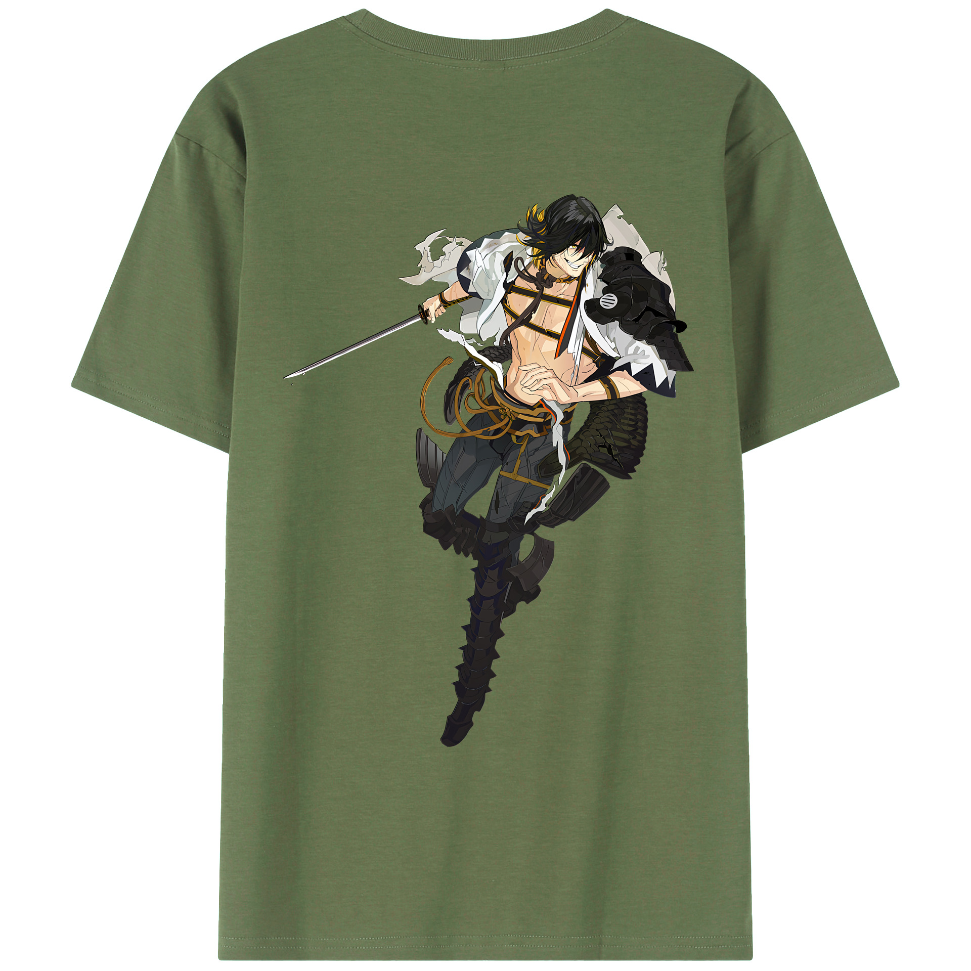 （画像用） 刀剣乱舞 Touken Ranbu 綿100％ メンズ半袖Tシャツ（バックプリント） 通気性